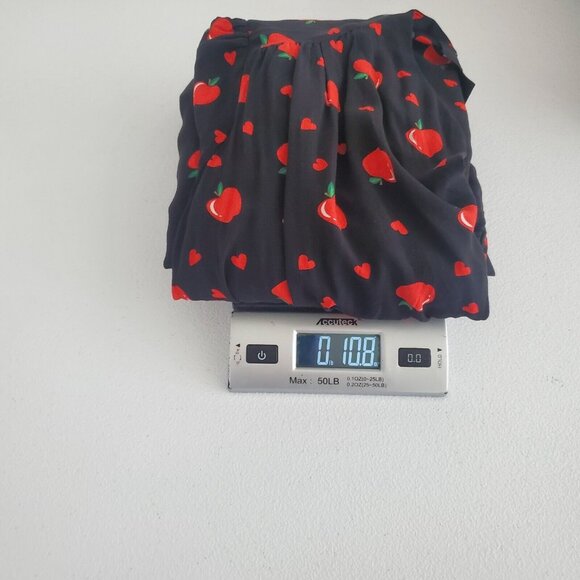 Modcloth X Collectif Womens Gwendolyn Love Apples Tea Dress Size US 16 Black Red - Picture 7 of 8